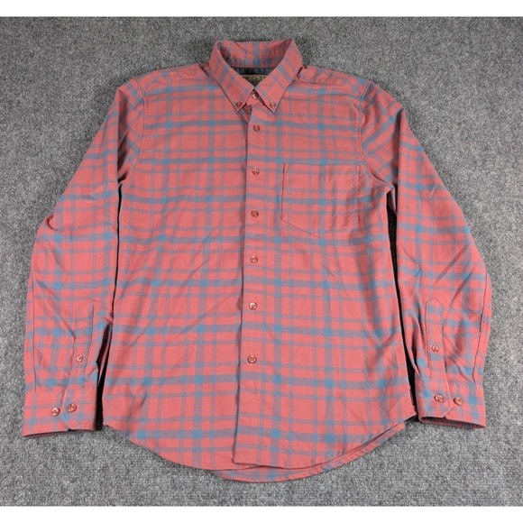 RSVLTS Borland Flannels Shirt Mens Small Red Blue Plaid Long Sleeve - Picture 2 of 8